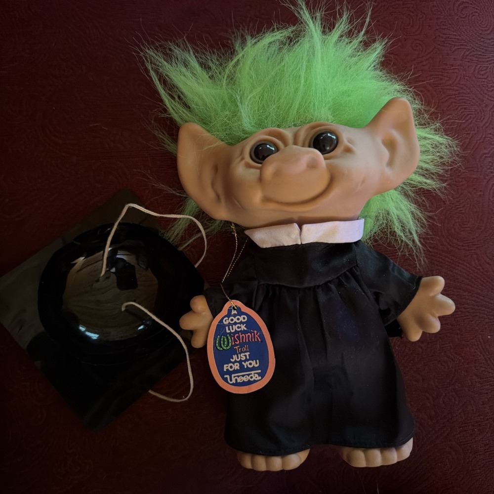 Vintage 1981 Graduation Uneeda Wishnik Troll Doll 8" Tall Hat (READ)& Tag